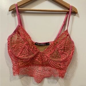 FOR LOVE AND LEMONS SKIVVIES BAT YOUR LASHES UNDERWIRE BRA Hot‎ PINK medium Sexy